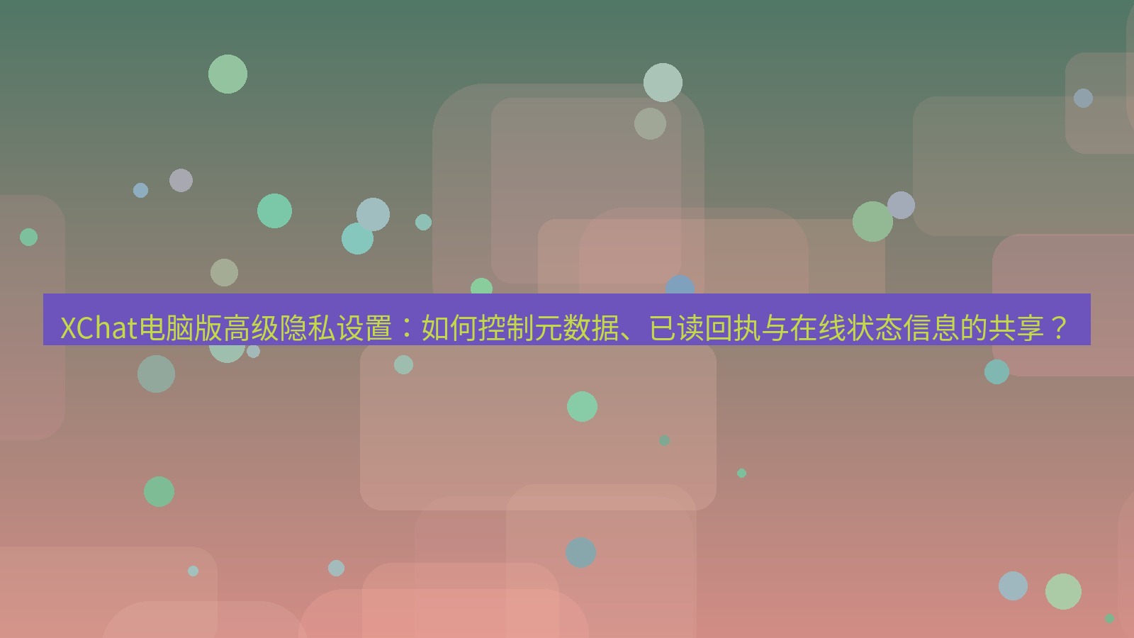 xchat XChat电脑版高级隐私设置：如何控制元数据、已读回执与在线状态信息的共享？