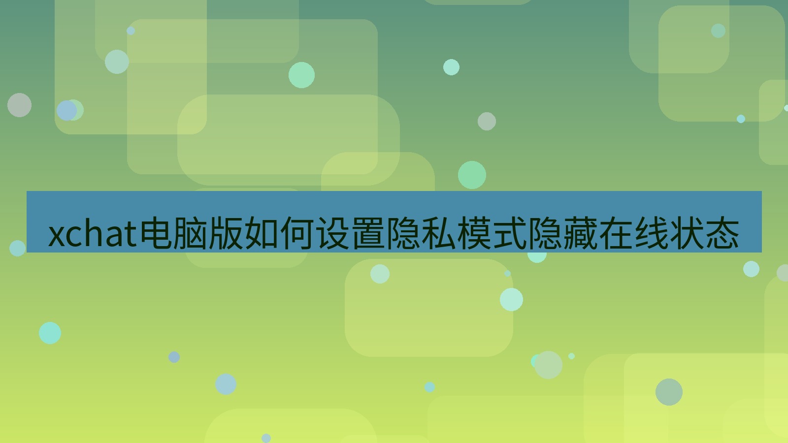 xchat电脑版 xchat电脑版如何设置隐私模式隐藏在线状态
